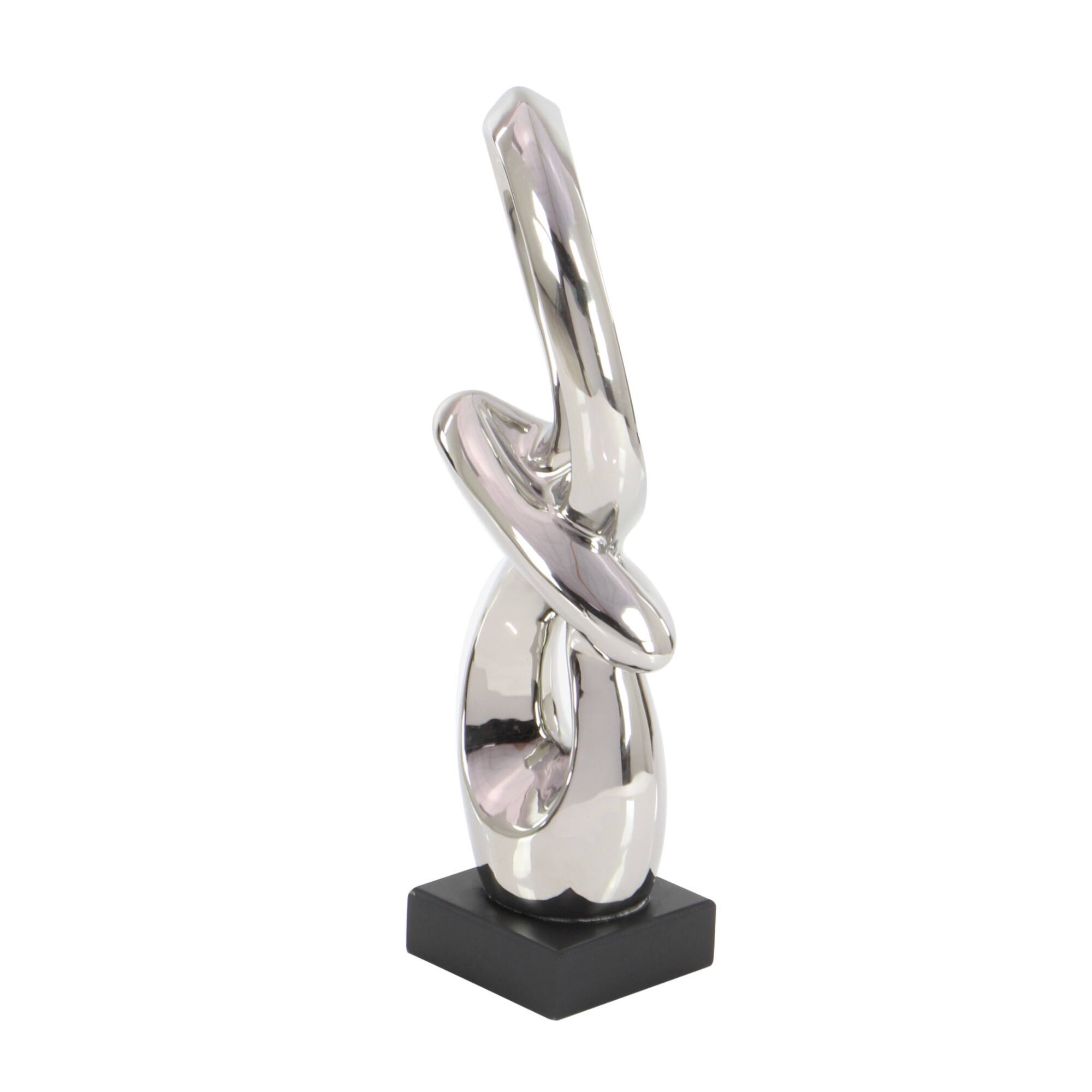 18" Silver Ceramic Modern Abstract Sculpture